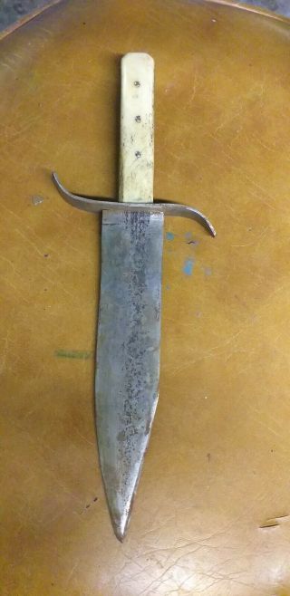 ANTIQUE AMERICAN BOWIE KNIFE FULL TANG,  BONE HANDLE,  KNIFE 3