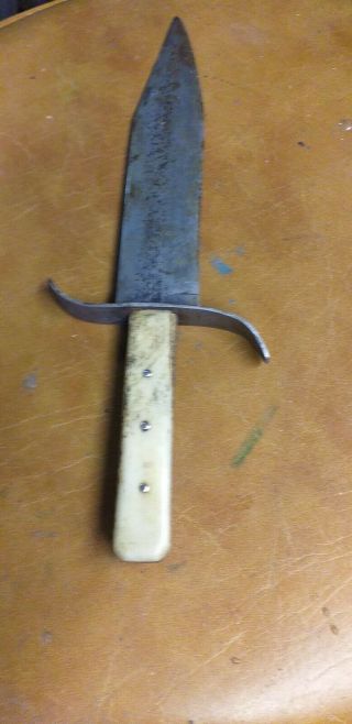 ANTIQUE AMERICAN BOWIE KNIFE FULL TANG,  BONE HANDLE,  KNIFE 5