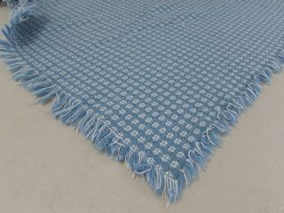 Vintage Blue White Cotton Weave Tablecloth W/fringe 46 " X 58 " Square Table Party