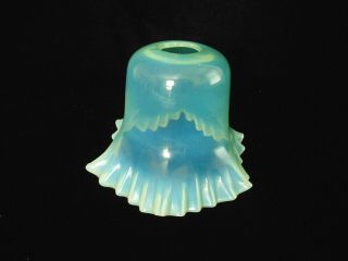 Vtg.  Light Yellow Vaseline Opalescent Ruffled Glass Shade - Single Bulb