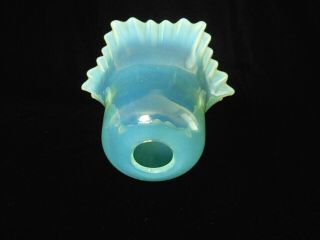 Vtg.  Light YELLOW VASELINE OPALESCENT RUFFLED GLASS SHADE - Single Bulb 3