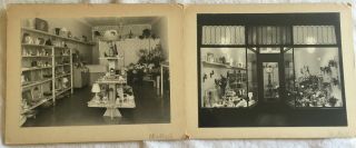 2 Vintage Photographs 1950s? Of Flower & Gift Shop On Mounts Advertising? Photos