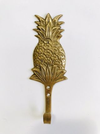 Brass Pineapple Wall Hook Picture Keys Hanger Vtg Home Decor Welcome Symbol 6”