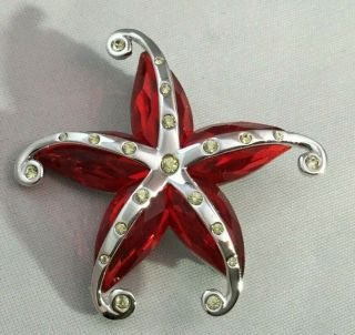 Swarovski Crystal Jewelry Pin Brooch Fish Starfish Cremona Red Stunning Paradise
