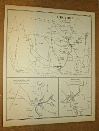 Croydon,  Nh. ,  Vintage Antique 1892 Map.