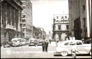 Mexico City Cdmx Df Avenida 5 De Mayo Real Photo Rppc Vintage Postcard