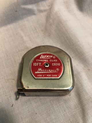 Vintage Lufkin Chrome Clad Mezurall Tape Measure 10 Foot C9210 Made In Usa