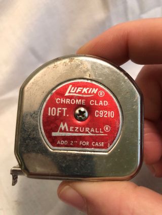 Vintage Lufkin Chrome Clad Mezurall Tape Measure 10 Foot C9210 Made in USA 2