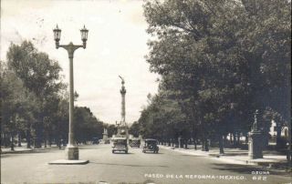 Mexico City Cdmx Df Paseo De La Reforma Real Photo Rppc Vintage Postcard
