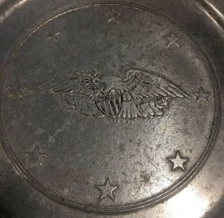 Vintage WILTON RWP ARMETALE pewter plate with raised relief EAGLE & STARS. 4