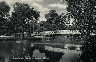 Island Park Fox River Batavia Illinois Bridge 1959 Real Photo Postcard