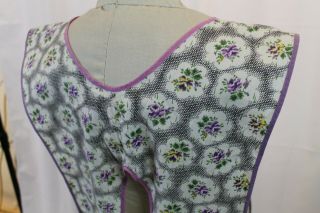 Vintage Full Bib Apron 1940s Floral Cotton Print XL Size H Back 7