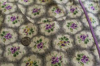 Vintage Full Bib Apron 1940s Floral Cotton Print XL Size H Back 8