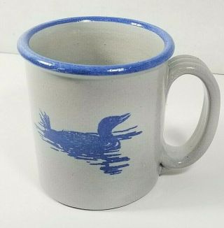 Red Wing Pottery Stoneware Coffee Mug Cup 10 Oz Blue Gray Glazed Loon