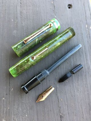 Webster Fountain Pen,  Oversized,  Jade Green Medium Flex Nib,  Restored, 3