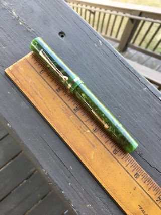 Webster Fountain Pen,  Oversized,  Jade Green Medium Flex Nib,  Restored, 4