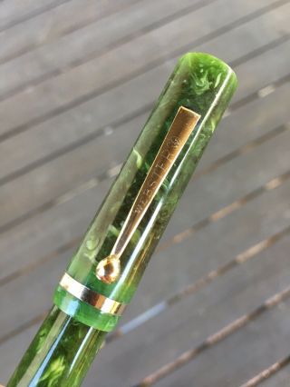 Webster Fountain Pen,  Oversized,  Jade Green Medium Flex Nib,  Restored, 6