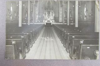 Bloomer Wisconsin Interior Catholic Church Real Photo Circa 1910 Postcard