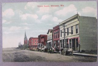 Bloomer Wisconsin Main Street Scene Circa 1910 Postcard