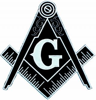 Large Black Masonic Logo Embroidered Patch Ironon Freemason Square Compass Mason