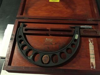 Vintage Brown & Sharpe 10 - 11 " Outside Machinist Tool Micrometer In Wood Box