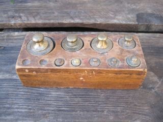 Antique Set Of Brass Scale Weights - Metric B9596