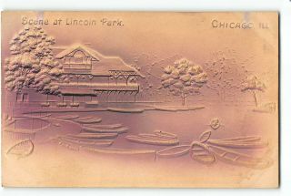 Chicago Illinois Il Embossed Postcard 1901 - 1907 Scene At Lincoln Park Boats