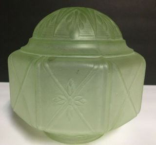 Vintage Art Deco Green Glass Frosted Ceiling Light Shade Globe 8 Sided 3 " Fitter
