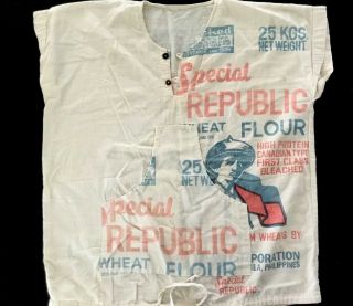 Vintage Wheat Flour Shirt Special Republic Sack Custom Top One Size Retro Rare