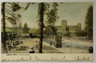 1908 Natatorium Park Spokane Washington Franked Color Postcard