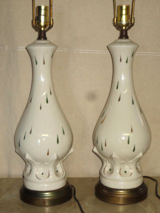 Pair Vintage Retro Mid Century Table Lamps No Shades