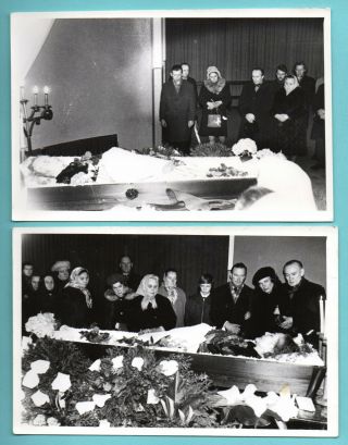 Set Of 6 Antique Post Mortem Woman In Casket Vintage Funeral Photo 128