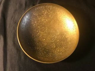 Vintage Brass Etched Fruit Bowl Floral Home Decor Made In India