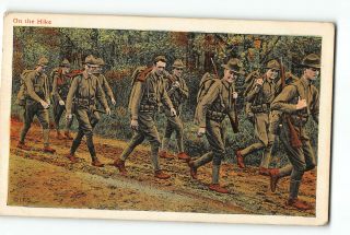 Military Postcard 1918 Soldiers On The Hike