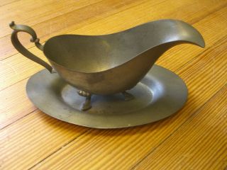 Vintage Pewter Gravy Boat With Matching Dish By Priscilla Pewter - Series 4513