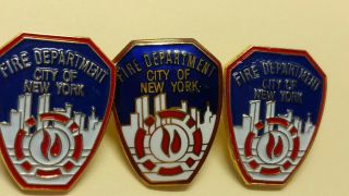 Fire Department City Of York Pin,  Set Of Three Pins,  Vintage