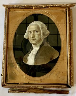 Pre - Civil War Ambrotype Frame With George Washington Cut Out,