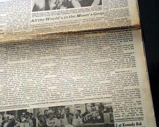 APOLLO 11 Man Lands on the Moon NEIL ARMSTRONG & Buzz Aldrin 1969 NYC Newspaper 3