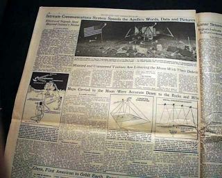 APOLLO 11 Man Lands on the Moon NEIL ARMSTRONG & Buzz Aldrin 1969 NYC Newspaper 8