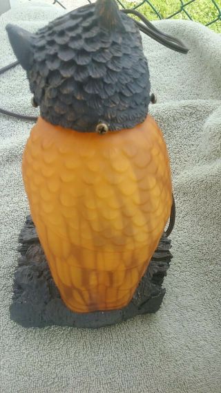 Vintage Stained Glass Tiffany Style OWL Accent Lamp.  SPOOKY FOR HALLOWEEN 3