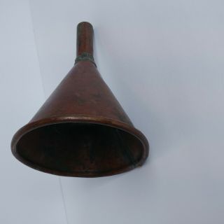 Large Vintage Antique Copper Funnel Rolled Top Auto Tools Brewing Farm Kitchen