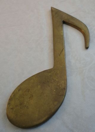 Rare Vintage Solid Brass Musical Note Paperweight