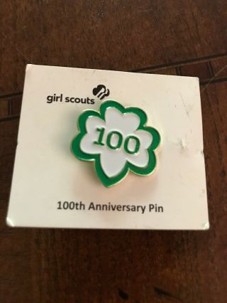Girl Scout Scouts 100 Year Anniversary Green White Clover Shamrock Pin 1912 - 2012