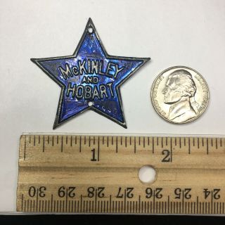 1896 McKINLEY AND HOBART PRESIDENTIAL CAMPAIGN STAR - SHAPED BADGE PIN BUTTON 4