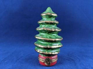 Limoges France Peint Main Trinket Box,  Christmas Pine Tree