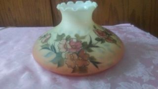 Vintage Hand - Painted Floral Glass Hurricane Lamp Shade 9.  75 Fitter