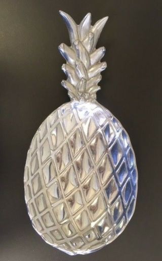 Wilton Bruce Fox Designs Large Metal Pineapple Bowl Dish " Hospitality " 13 3/4 "