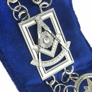 Masonic Blue Lodge Past Master Collar Chain & Jewelry Gloves Regalia Bundle 3