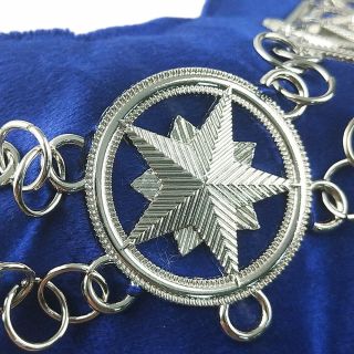 Masonic Blue Lodge Past Master Collar Chain & Jewelry Gloves Regalia Bundle 4