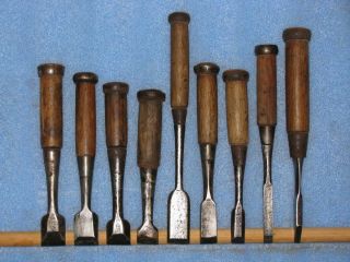 Japanese Chisel Nomi With Sign Set Of 9 Carpentry Tool Japan Blade